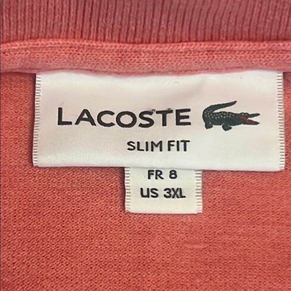 🌟HOST PICK🌟 Lacoste Men’s 3XL Slim Fit Pink Short Sleeve Polo Top - Picture 4 of 6